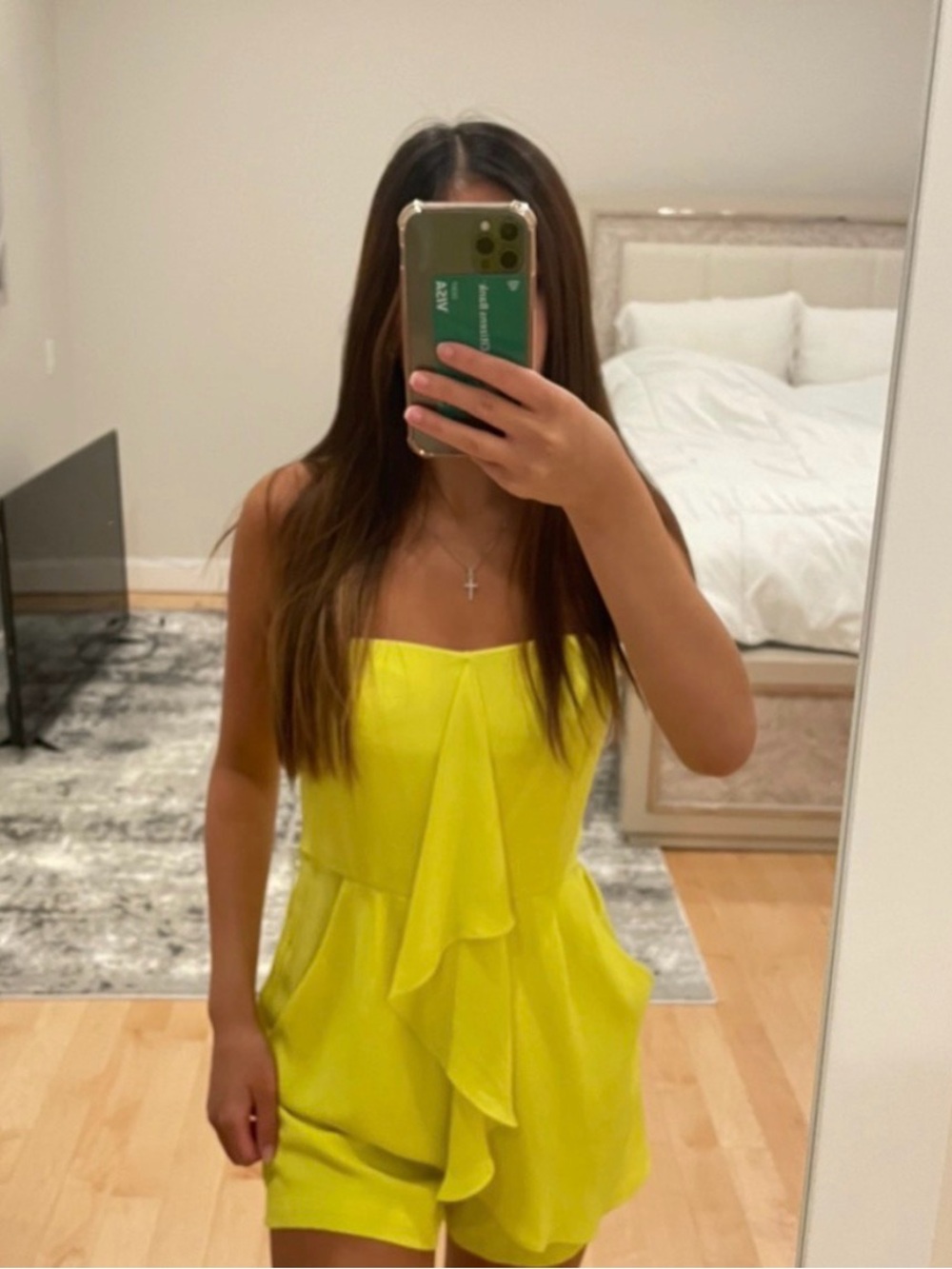BCBGMaxazria BCBG Runway Yellow Ruffle Sweetheart Neckline Romper Jumpsuit Sz 0